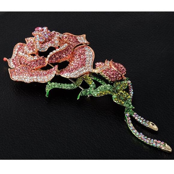 PIPER K Rose Brooch Floral Pin Corsage Dress classic pop accessories - Picture 7 of 8